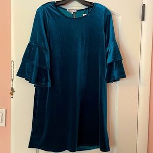 Velvet teal dress, size medium